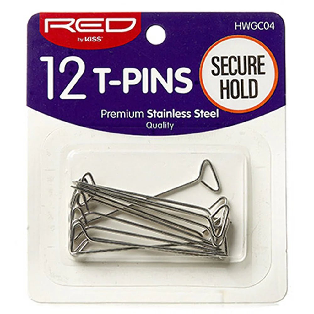Red by Kiss 12 Pcs T Pins | HWGC04 โ Strong Grip for Wig Styling, Crafting & Hair Projects - Beauty Exchange Beauty Supply