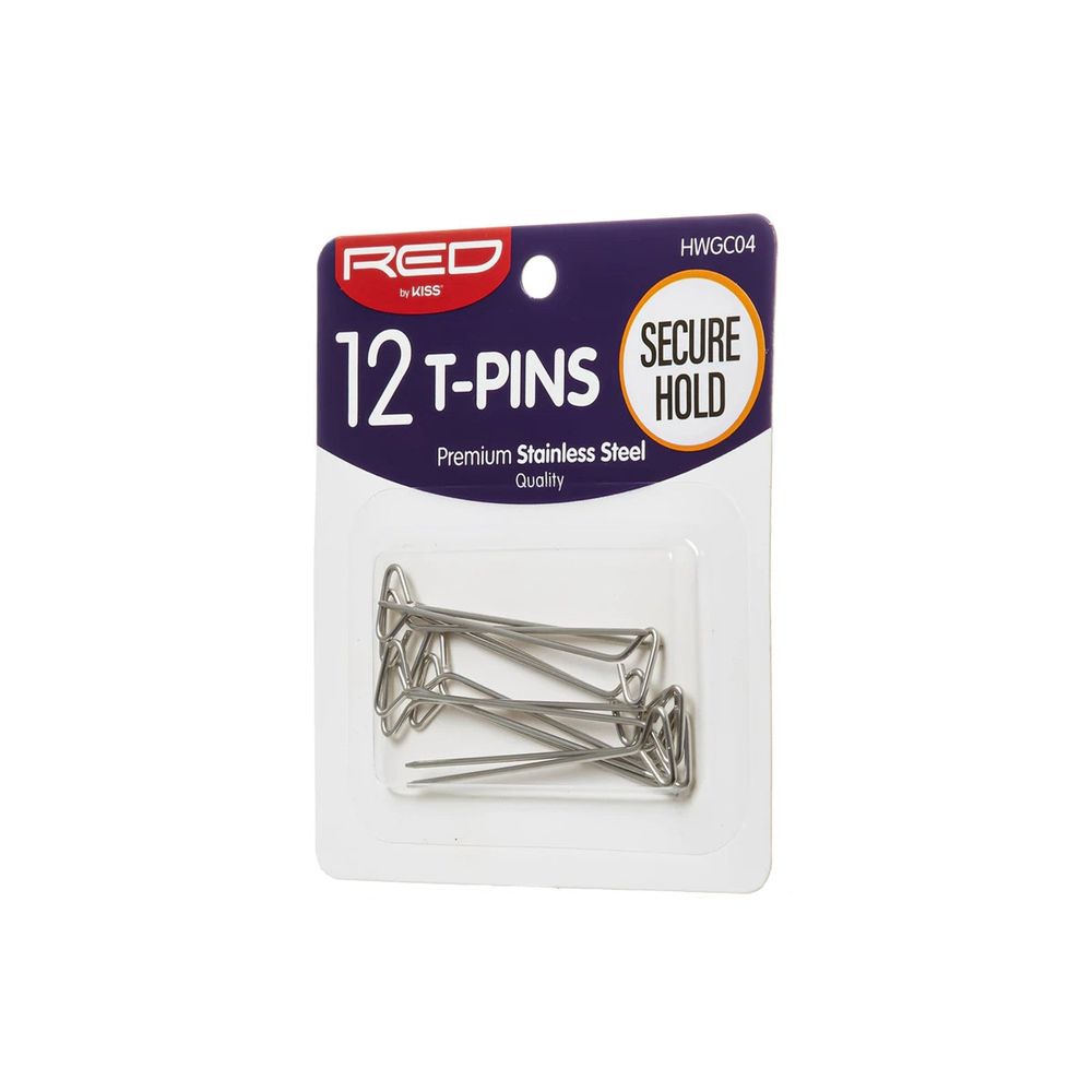 Red by Kiss 12 Pcs T Pins | HWGC04 โ Strong Grip for Wig Styling, Crafting & Hair Projects - Beauty Exchange Beauty Supply