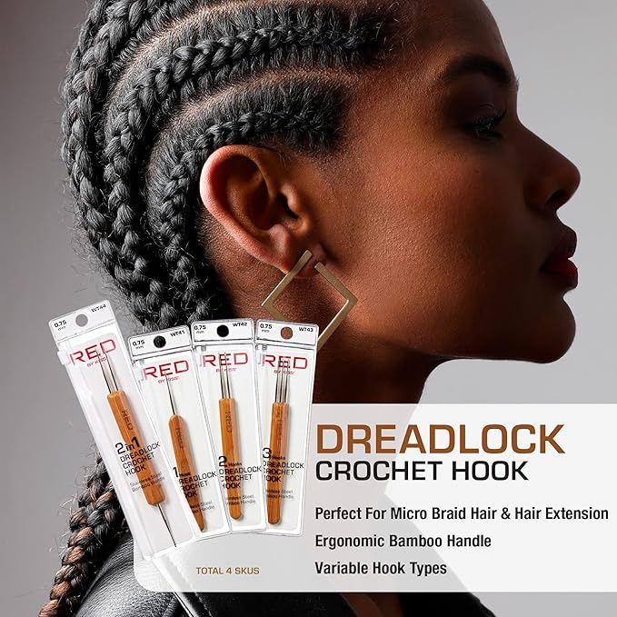 Red by Kiss 2 Hook Crochet Needle | 0.50 mm – WT46 – Dual Precision for Micro Locs & Detailed Styles - Beauty Exchange Beauty Supply