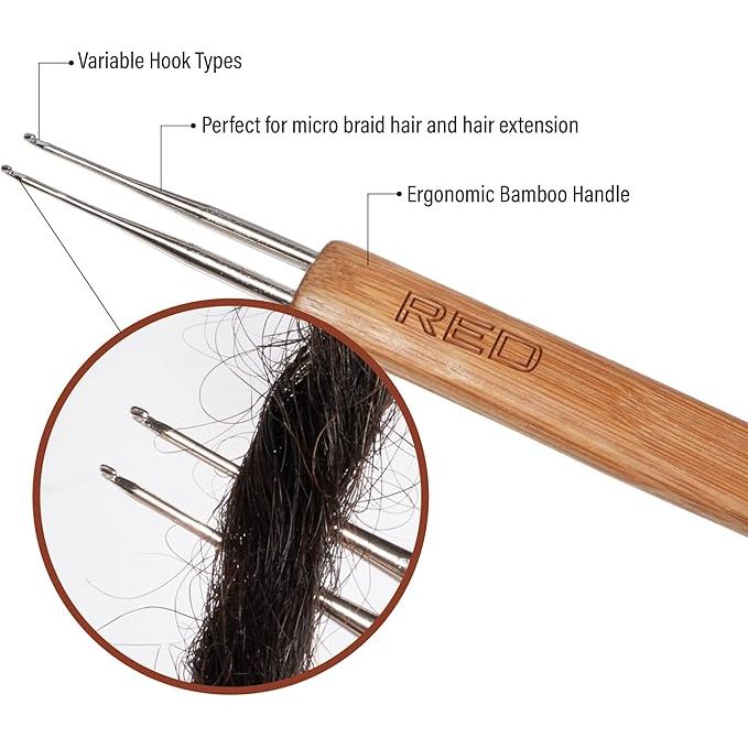 Red by Kiss 2 Hook Crochet Needle | 0.50 mm – WT46 – Dual Precision for Micro Locs & Detailed Styles - Beauty Exchange Beauty Supply