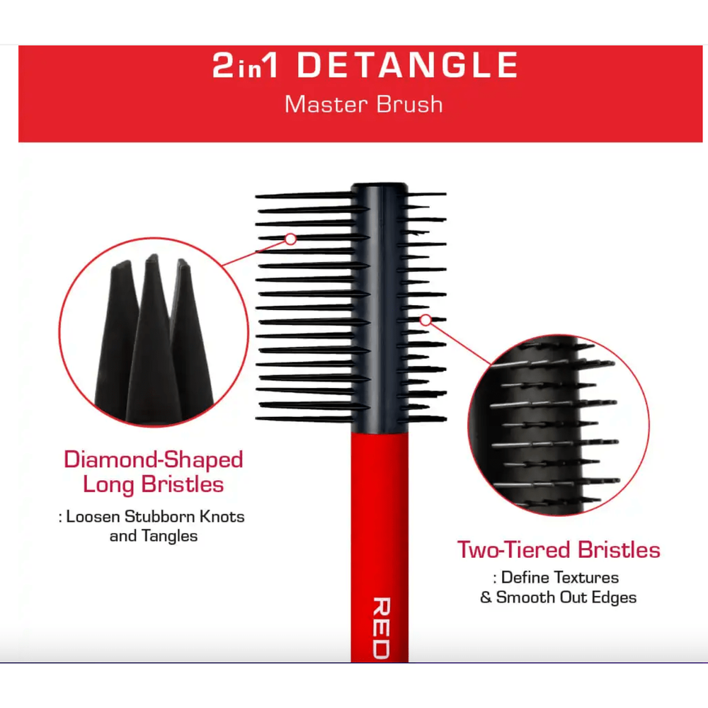 Red by Kiss 2 - in - 1 Detangle Master Brush HH209 โ Detangles & Smooths for Effortless Hair Styling (Dual - Function, Professional Design) - Beauty Exchange Beauty Supply