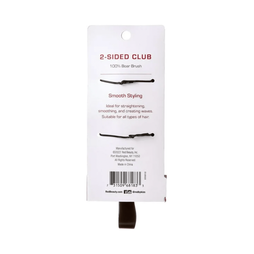Red by Kiss 2 - Sided Club Boar Brush BOR08 – Dual Bristles for Versatile Wave Control & Daily Grooming (Soft & Firm Sides, Club Handle) - Beauty Exchange Beauty Supply
