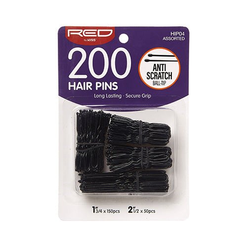 Red by Kiss 200 Pcs Hair Pins | 1¾" & 2½" – HIP04 – Ultimate Pack for Secure, Comfortable Styling - Beauty Exchange Beauty Supply