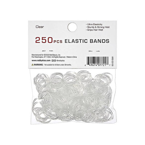 Red by Kiss 250 Elastic Bands – Clear, No - Snag Invisible Hold Hair Elastics (HRB12) - Beauty Exchange Beauty Supply