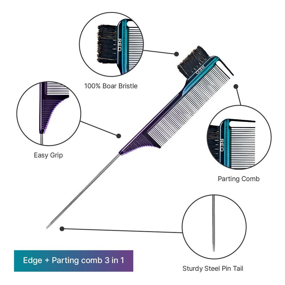 Red by Kiss 3 - in - 1 Edge & Parting Comb - Beauty Exchange Beauty Supply