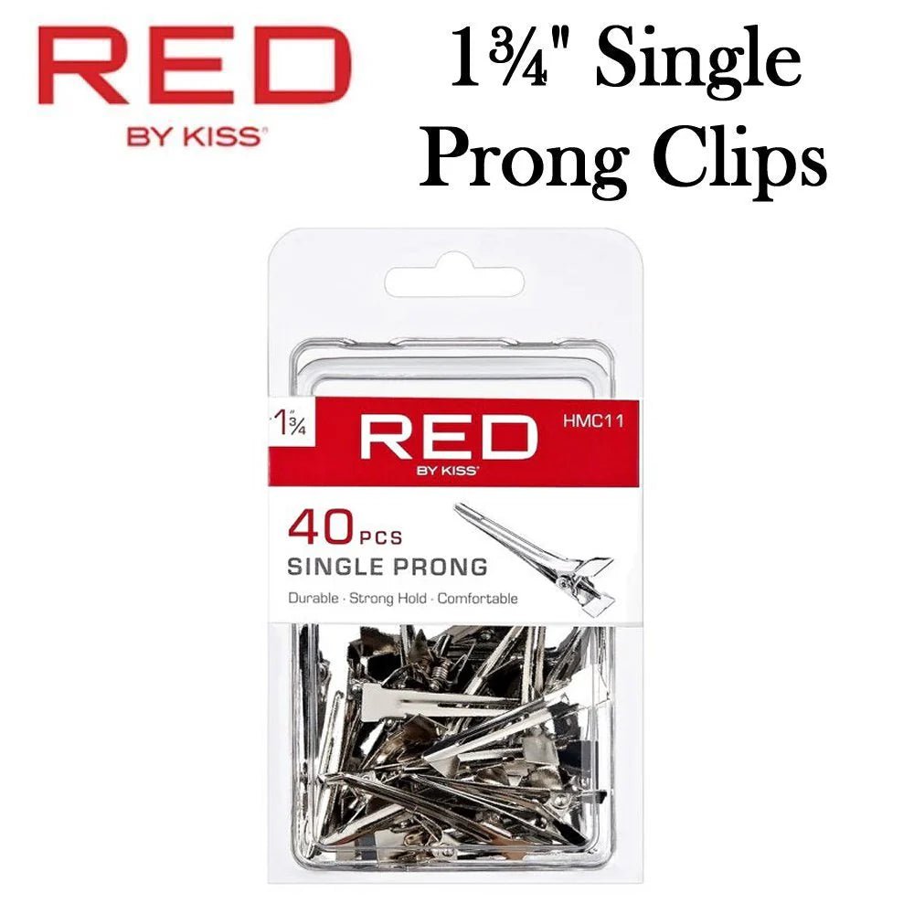 Red by Kiss 40 Pcs Single Prong Clips | 1¾" – HMC11 – Perfect for Sectioning, Setting & Styling - Beauty Exchange Beauty Supply