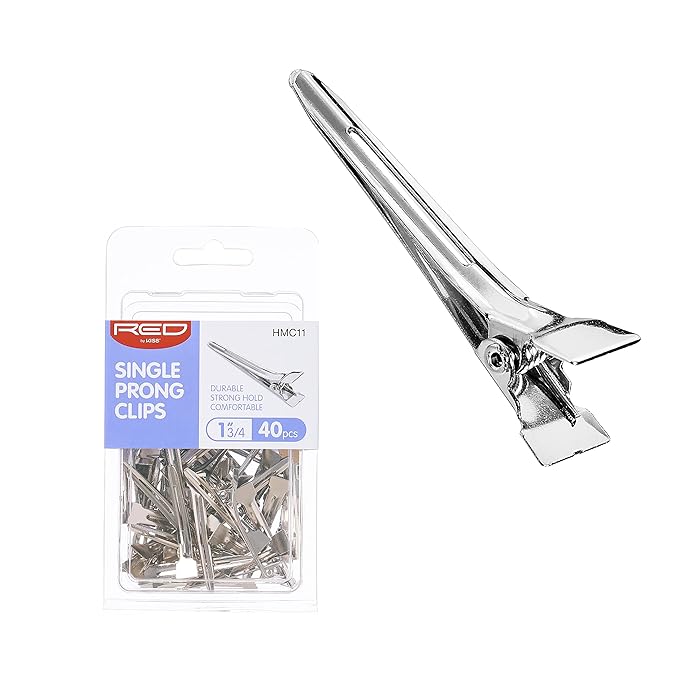 Red by Kiss 40 Pcs Single Prong Clips | 1¾" – HMC11 – Perfect for Sectioning, Setting & Styling - Beauty Exchange Beauty Supply