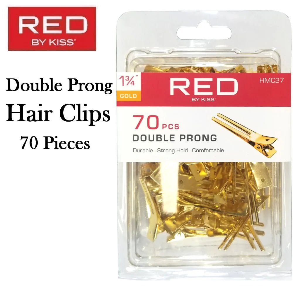 Red by Kiss 70 Pcs Double Prong Clips | 1¾" – HMC27 – Strong, Stable Hold for Professional - Grade Styling - Beauty Exchange Beauty Supply
