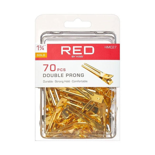 Red by Kiss 70 Pcs Double Prong Clips | 1¾" – HMC27 – Strong, Stable Hold for Professional - Grade Styling - Beauty Exchange Beauty Supply