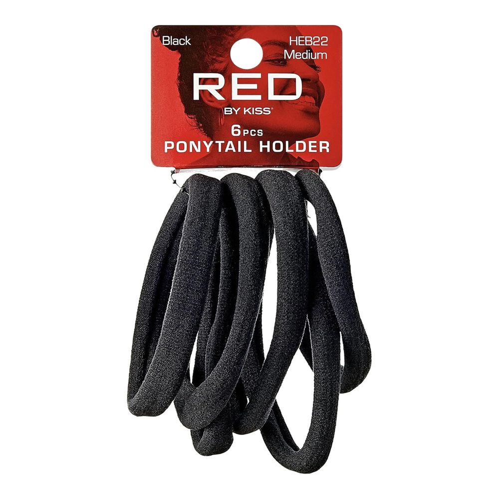 Red by Kiss 8 Pcs Strong Hold Ponytail Holders – Thick, No - Breakage Bands (Black, HEB21) - Beauty Exchange Beauty Supply