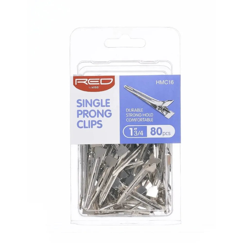 Red by Kiss 80 Pcs Single Prong Clips | 1¾" – HMC16 – Reliable Grip for Styling, Setting & Sectioning - Beauty Exchange Beauty Supply