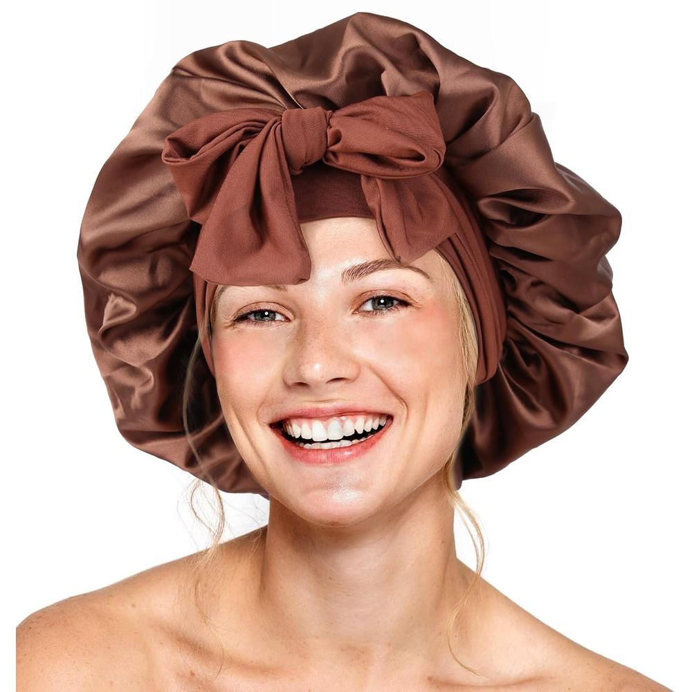 Red by Kiss Adjustable Satin Tie Bonnet โ Custom Fit, Silky Protection, Bold Prints (One Size) - Beauty Exchange Beauty Supply