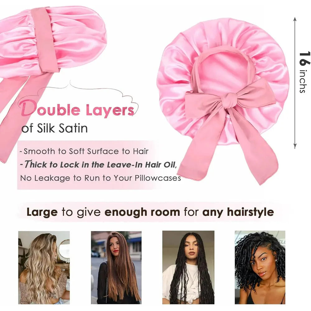 Red by Kiss Adjustable Satin Tie Bonnet โ Custom Fit, Silky Protection, Bold Prints (One Size) - Beauty Exchange Beauty Supply