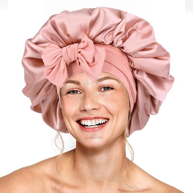 Red by Kiss Adjustable Satin Tie Bonnet โ Custom Fit, Silky Protection, Bold Prints (One Size) - Beauty Exchange Beauty Supply