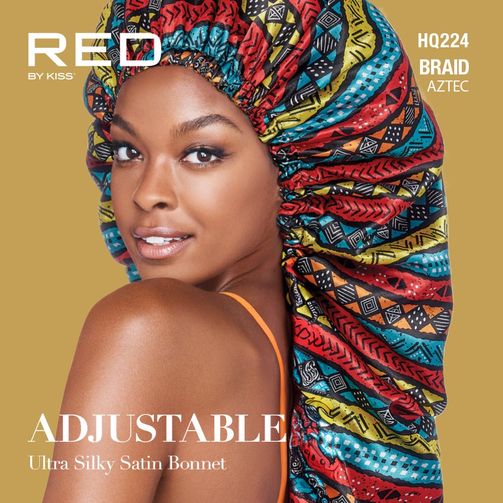 Red by Kiss Adjustable Ultra Silky Satin Bonnet – Smooth Protection with a Custom Fit (One Size) - Beauty Exchange Beauty Supply