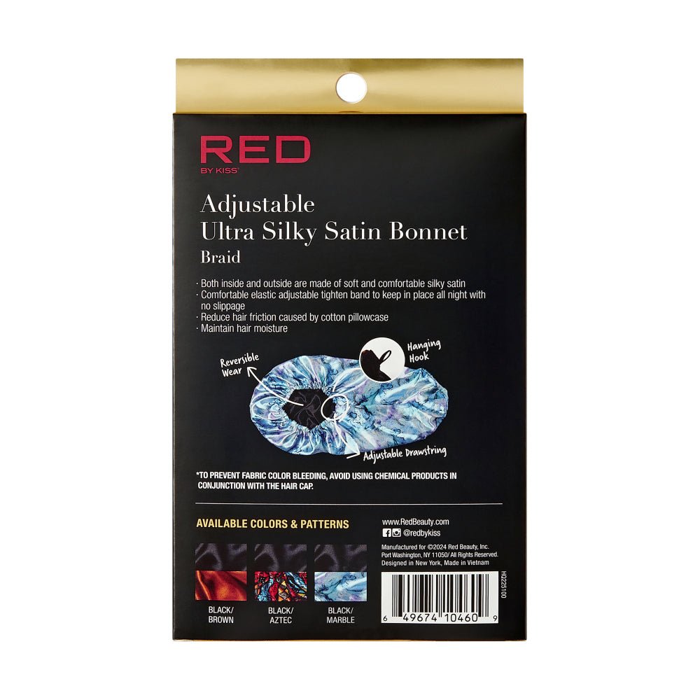 Red by Kiss Adjustable Ultra Silky Satin Bonnet – Smooth Protection with a Custom Fit (One Size) - Beauty Exchange Beauty Supply