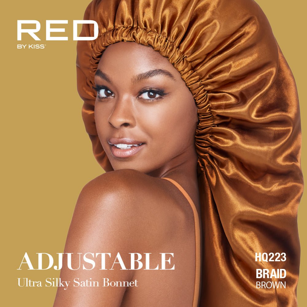 Red by Kiss Adjustable Ultra Silky Satin Bonnet – Smooth Protection with a Custom Fit (One Size) - Beauty Exchange Beauty Supply