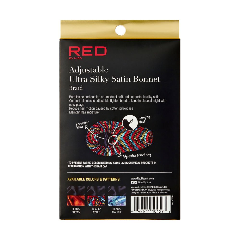 Red by Kiss Adjustable Ultra Silky Satin Bonnet – Smooth Protection with a Custom Fit (One Size) - Beauty Exchange Beauty Supply