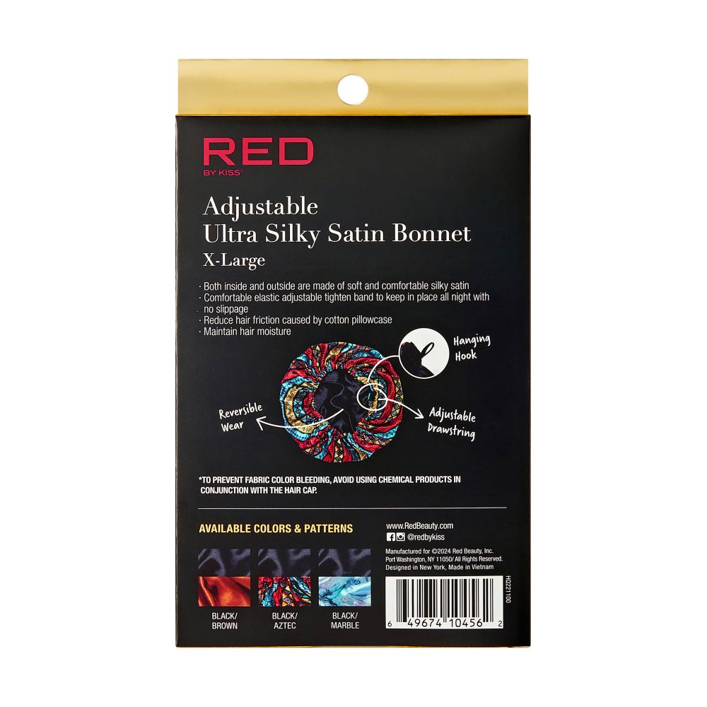 Red by Kiss Adjustable Ultra Silky Satin Bonnet – X - Large Fit, Custom Comfort, Luxe Feel - Beauty Exchange Beauty Supply