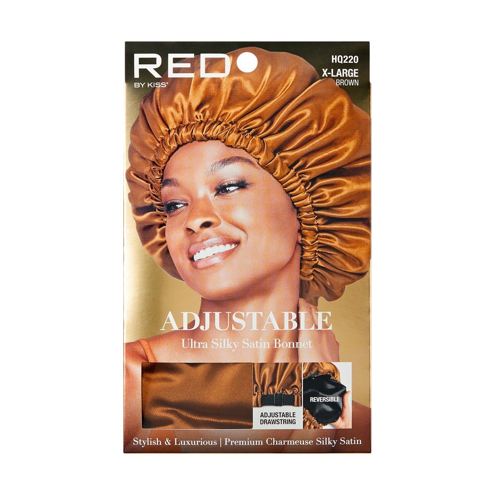 Red by Kiss Adjustable Ultra Silky Satin Bonnet – X - Large Fit, Custom Comfort, Luxe Feel - Beauty Exchange Beauty Supply