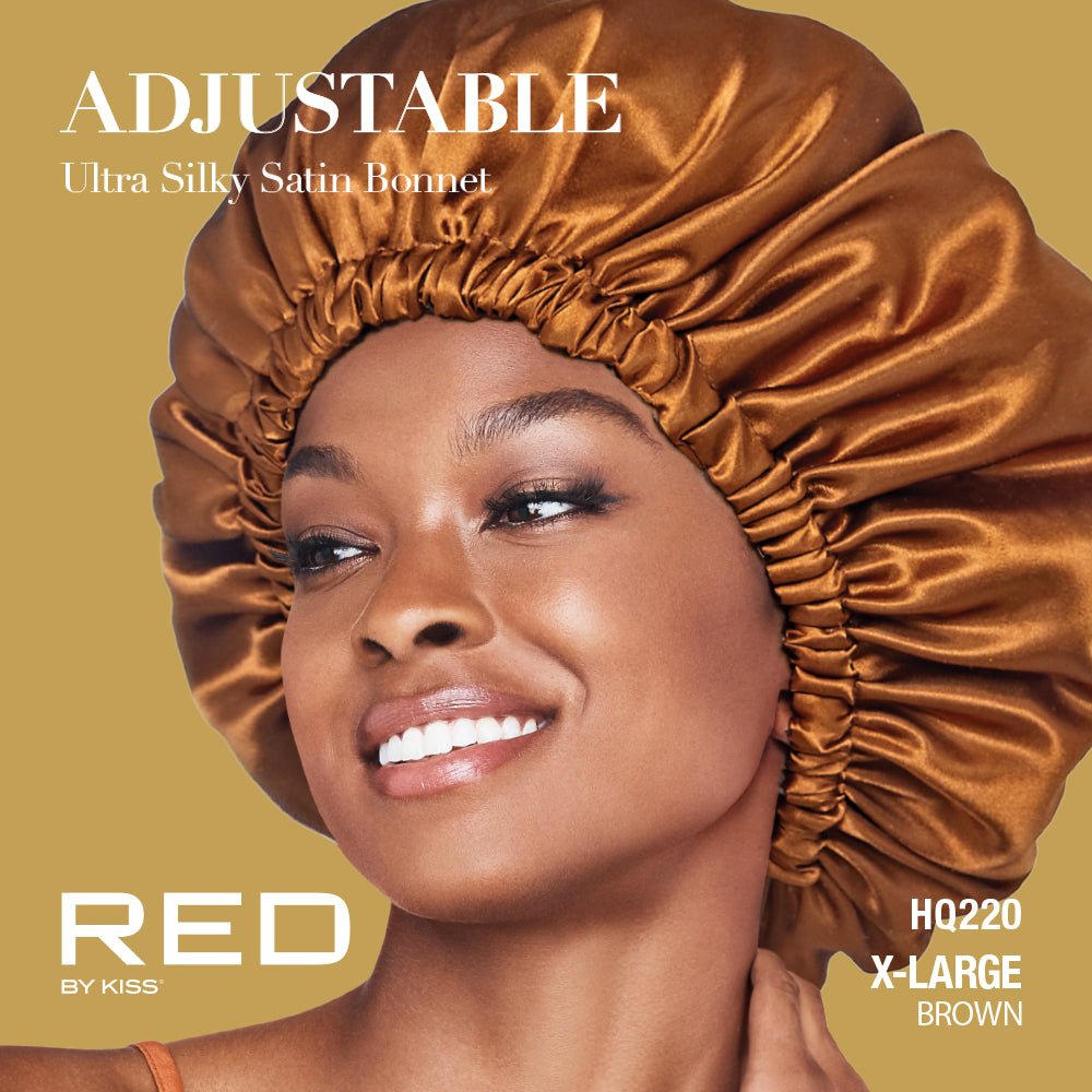 Red by Kiss Adjustable Ultra Silky Satin Bonnet – X - Large Fit, Custom Comfort, Luxe Feel - Beauty Exchange Beauty Supply