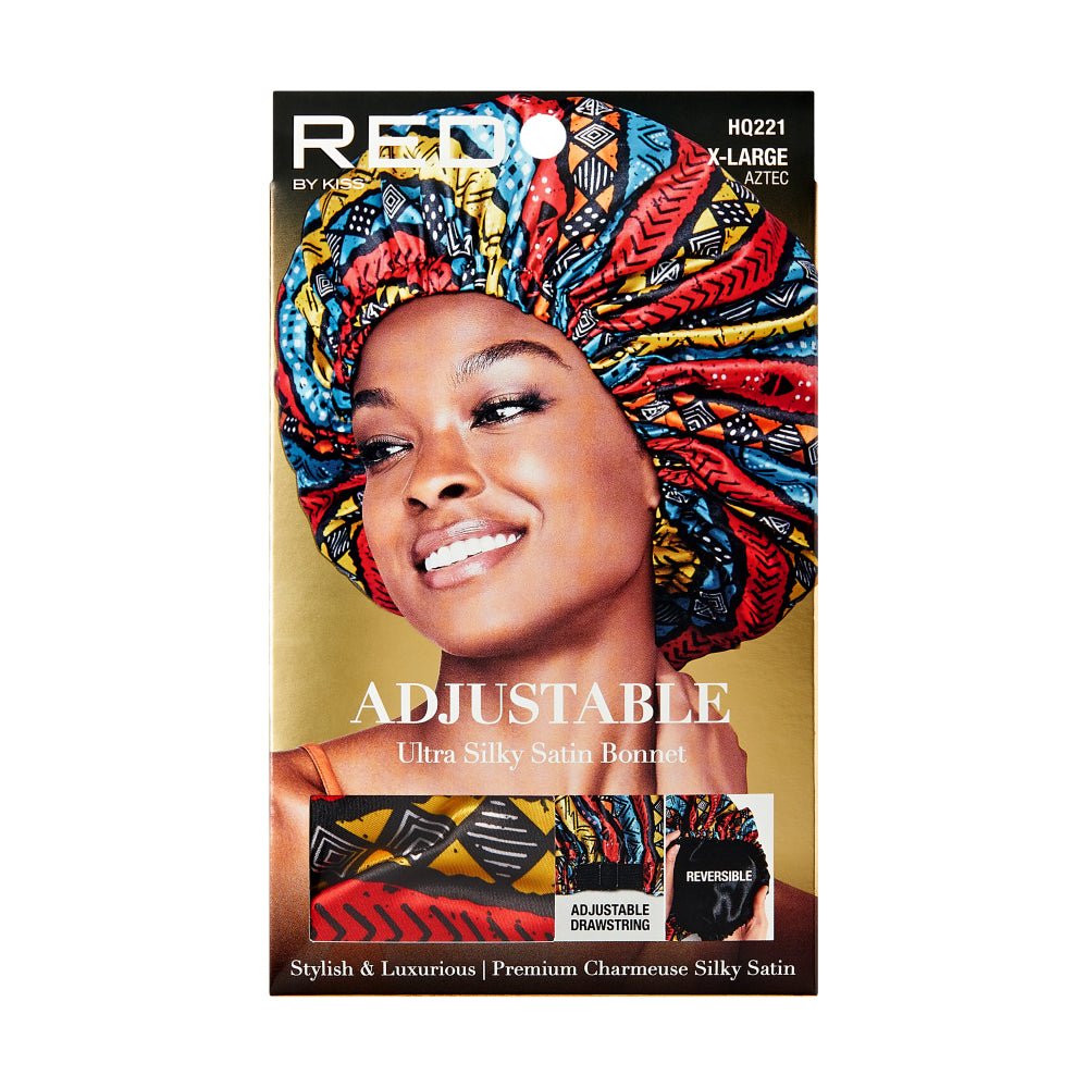 Red by Kiss Adjustable Ultra Silky Satin Bonnet – X - Large Fit, Custom Comfort, Luxe Feel - Beauty Exchange Beauty Supply