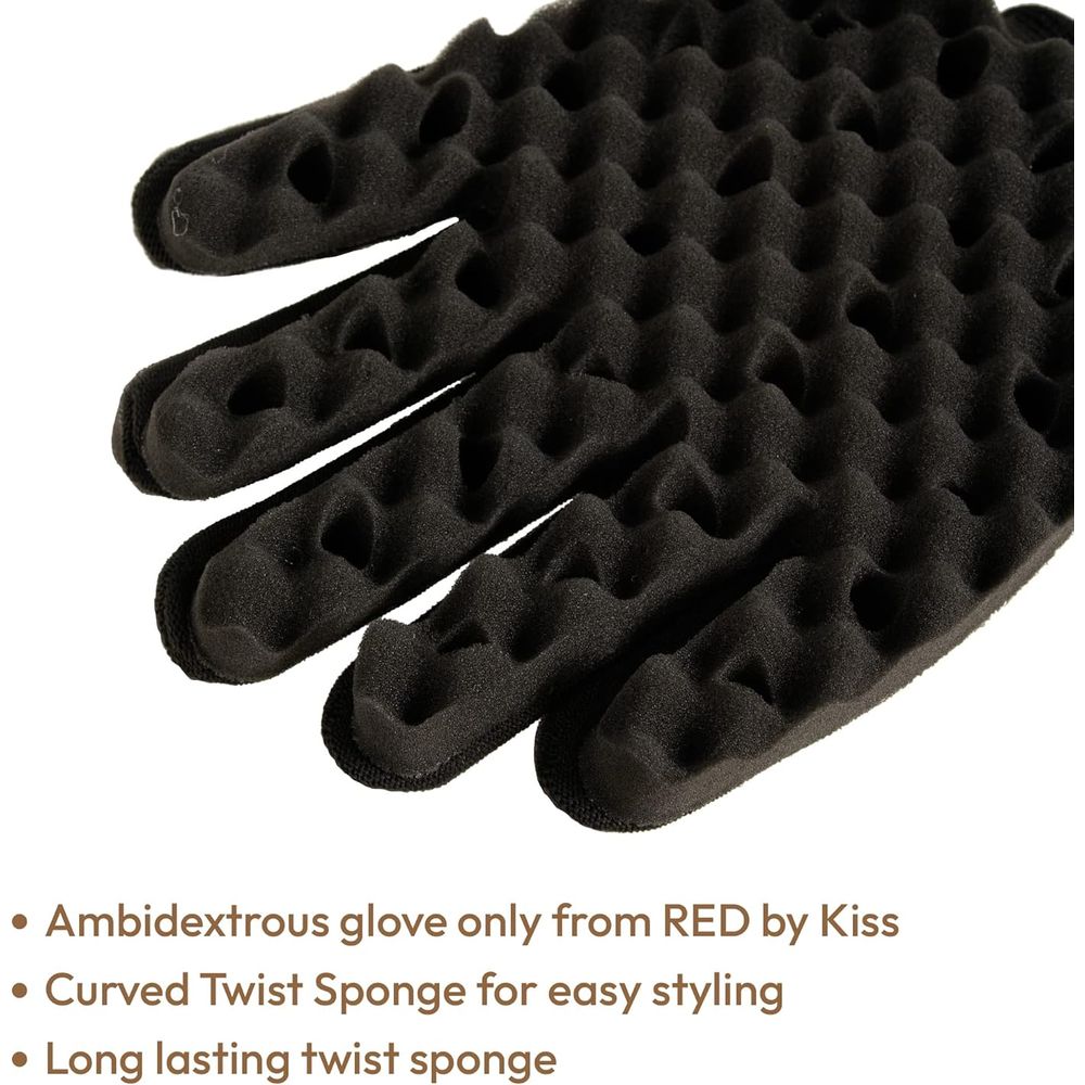 RED by Kiss Ambidextrous Twist Sponge Glove โ Double - Sided, Long - Lasting Curl Sponge Brush for Defined Twists & Coils - Beauty Exchange Beauty Supply