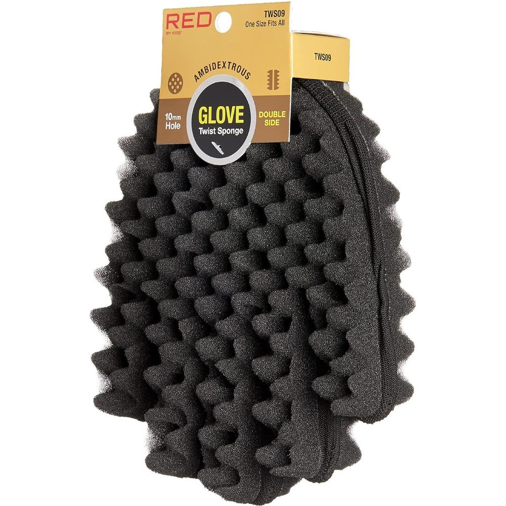 RED by Kiss Ambidextrous Twist Sponge Glove โ Double - Sided, Long - Lasting Curl Sponge Brush for Defined Twists & Coils - Beauty Exchange Beauty Supply