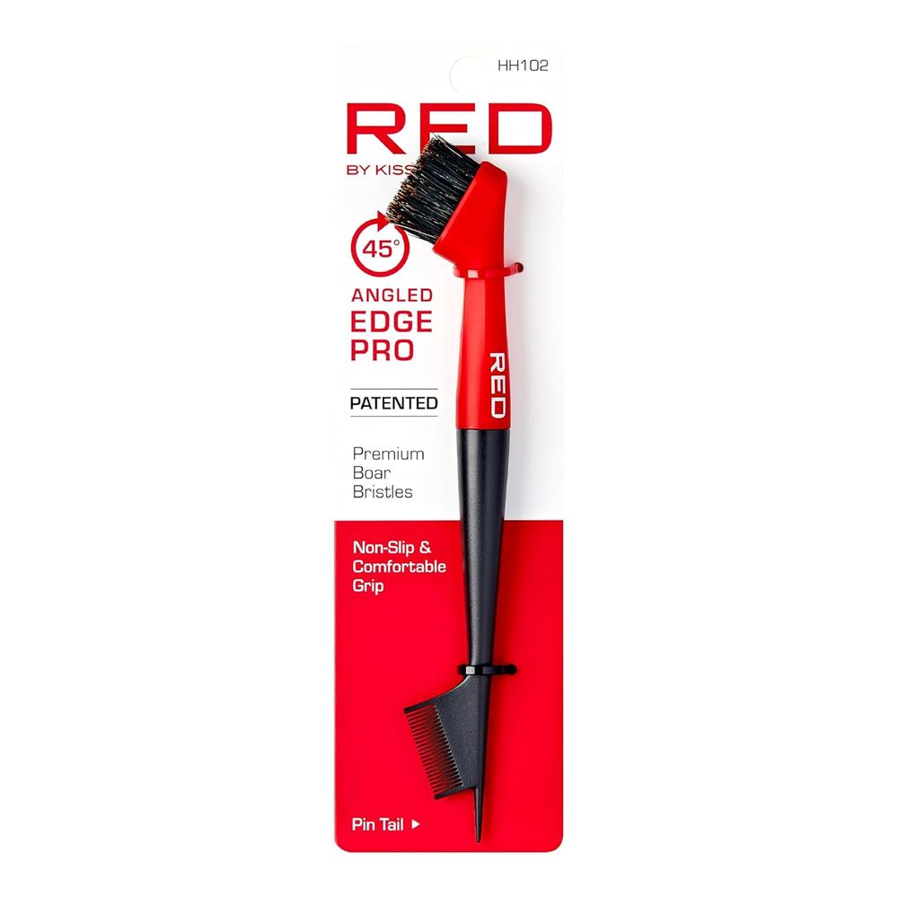 Red by Kiss Angled Edge Pro Brush – HH102, Dual - Sided for Perfect Edges & Baby Hair Control | Angled Design for Precision Styling - Beauty Exchange Beauty Supply