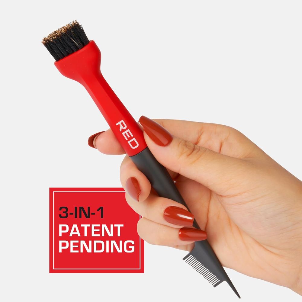 Red by Kiss Angled Edge Pro Brush – HH103, Firm Dual - Sided Brush for Sleek Edges & Baby Hair Control | Angled for Grip & Precision - Beauty Exchange Beauty Supply