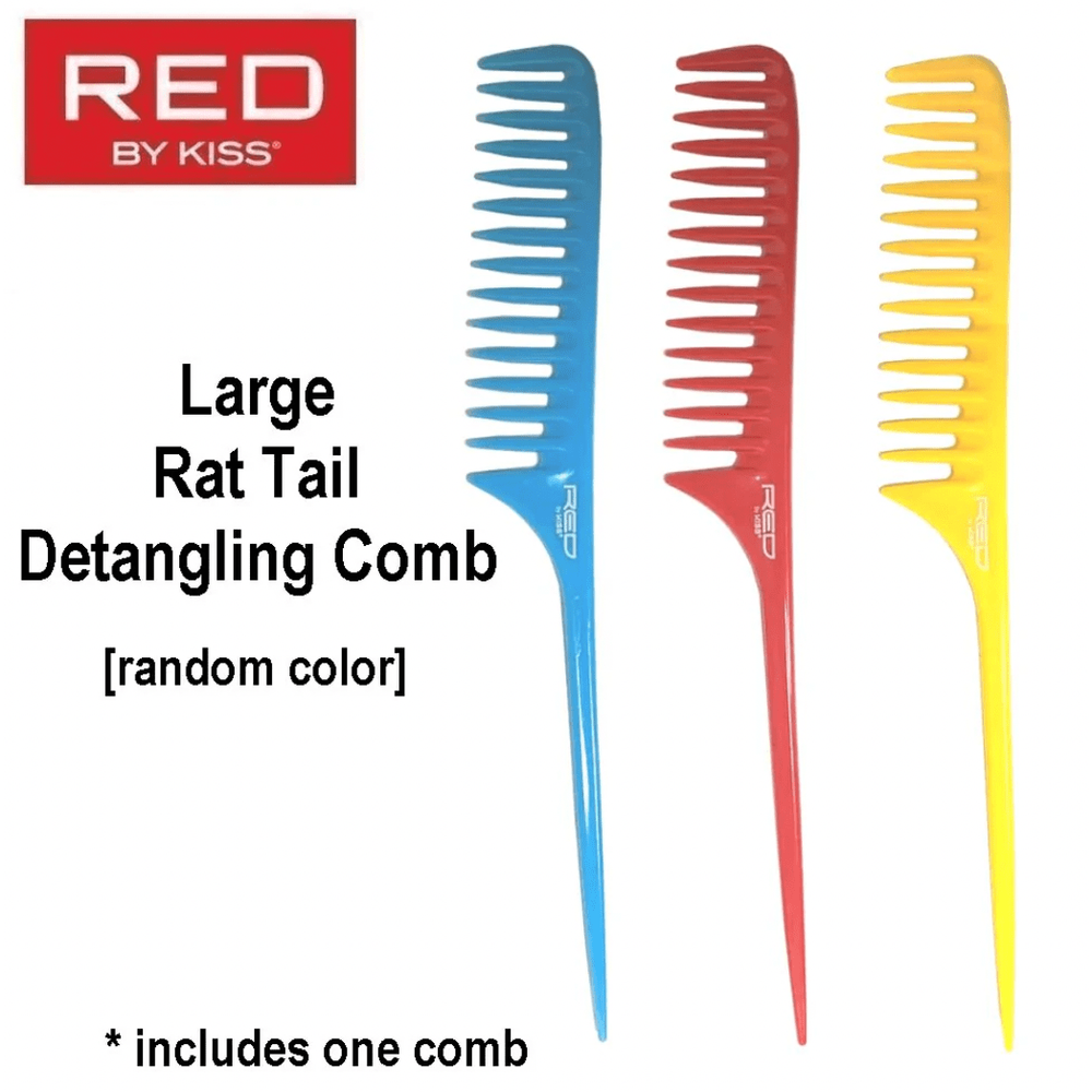 Red by Kiss Assorted Large Rat Tail Comb ā HM22 | Heat - Resistant, Anti - Static Comb for Parting, Sectioning & Sleek Styling - Beauty Exchange Beauty Supply