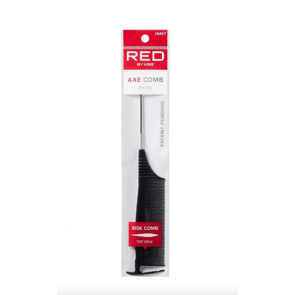 Red by Kiss Axe Comb Pin Tail – HH47 | Dual - Ended Comb for Sharp Parting, Edge Control & Creative Styling - Beauty Exchange Beauty Supply