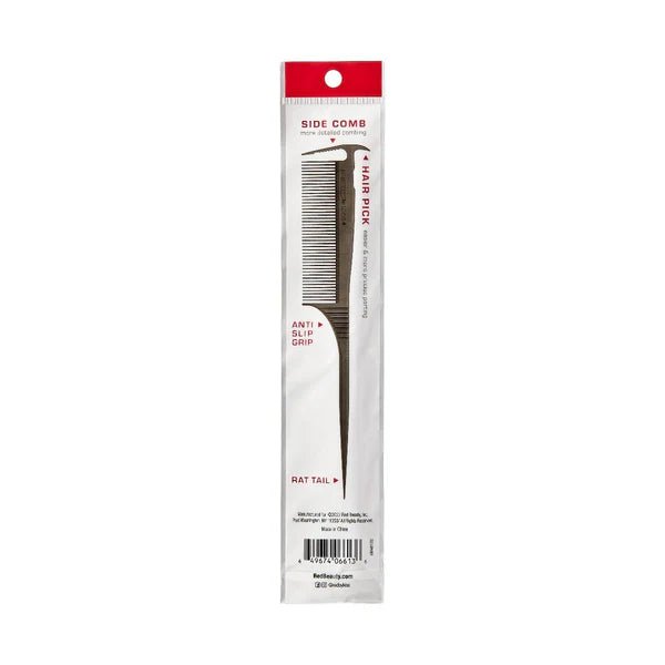 Red by Kiss Axe Comb Rat Tail – HM48 | Dual - Ended Comb with Fine Teeth & Steel Tail for Parting, Edging & Detail Styling - Beauty Exchange Beauty Supply