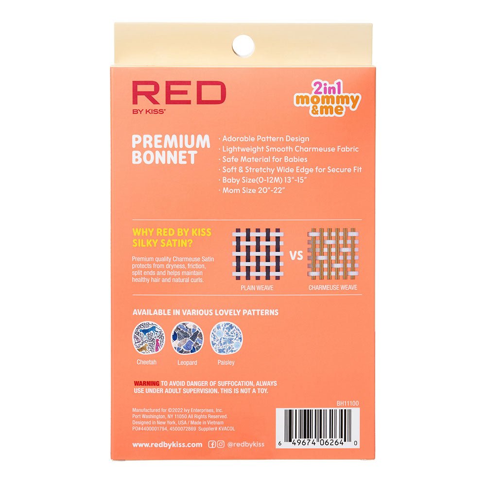 Red by Kiss Baby Satin Premium Bonnet 2 - in - 1 Mommy & Me Set โ Matching Hair Protection in Cheetah, Leopard & Paisley Prints | BH09โBH11 - Beauty Exchange Beauty Supply