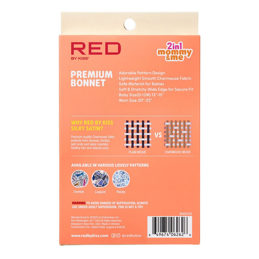 Red by Kiss Baby Satin Premium Bonnet 2 - in - 1 Mommy & Me Set โ Matching Hair Protection in Cheetah, Leopard & Paisley Prints | BH09โBH11 - Beauty Exchange Beauty Supply