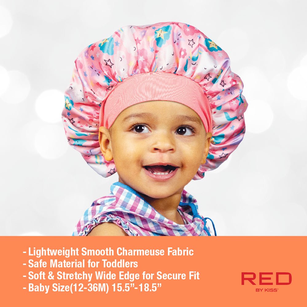 Red by Kiss Baby Satin Premium Bonnet – Gentle Hair Protection for Babies in Fun Prints | BH05–BH08 - Beauty Exchange Beauty Supply
