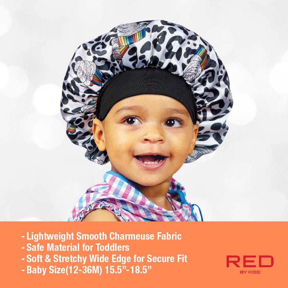 Red by Kiss Baby Satin Premium Bonnet – Gentle Hair Protection for Babies in Fun Prints | BH05–BH08 - Beauty Exchange Beauty Supply