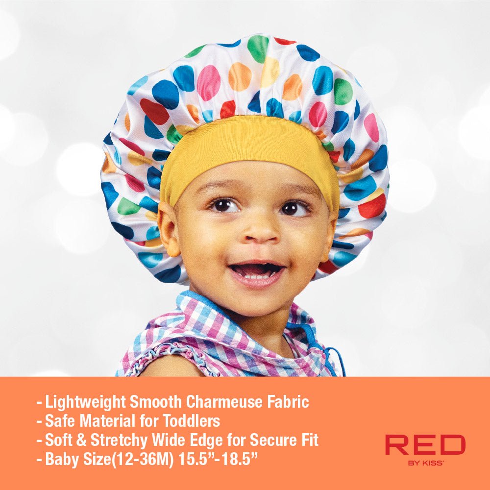 Red by Kiss Baby Satin Premium Bonnet – Gentle Hair Protection for Babies in Fun Prints | BH05–BH08 - Beauty Exchange Beauty Supply