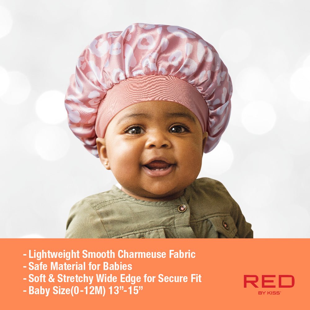 Red by Kiss Baby Satin Premium Bonnet – Soft Hair Protection for Babies | Anti - Frizz & Cute Prints | BH01–BH04 - Beauty Exchange Beauty Supply