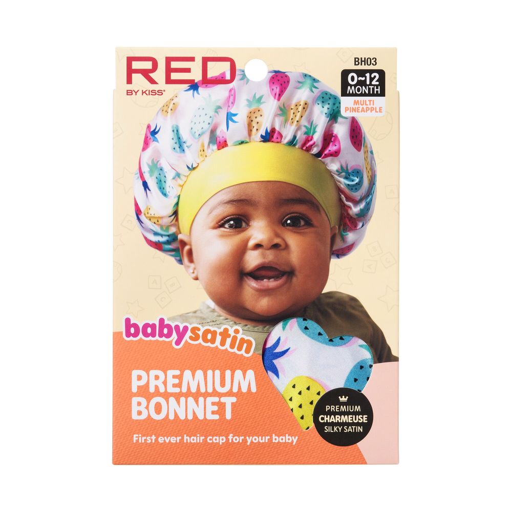 Red by Kiss Baby Satin Premium Bonnet – Soft Hair Protection for Babies | Anti - Frizz & Cute Prints | BH01–BH04 - Beauty Exchange Beauty Supply