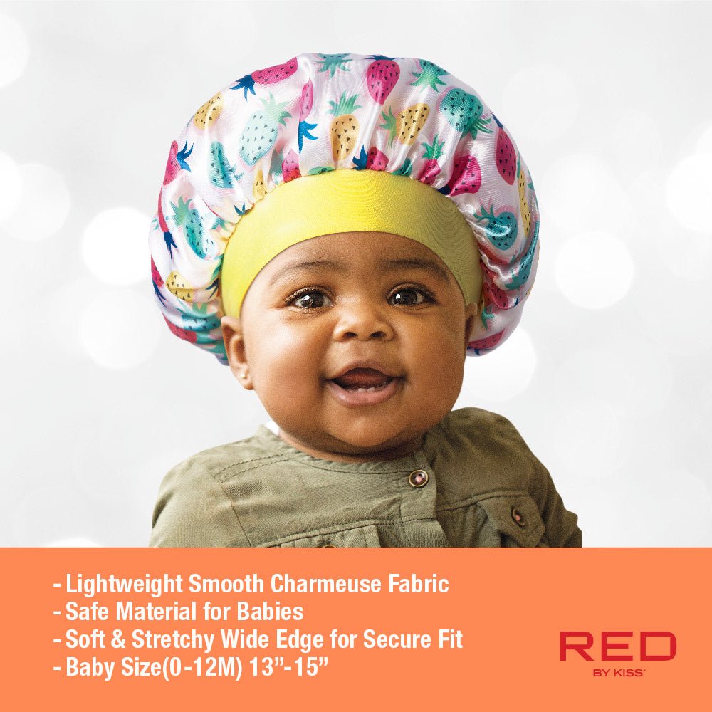 Red by Kiss Baby Satin Premium Bonnet – Soft Hair Protection for Babies | Anti - Frizz & Cute Prints | BH01–BH04 - Beauty Exchange Beauty Supply