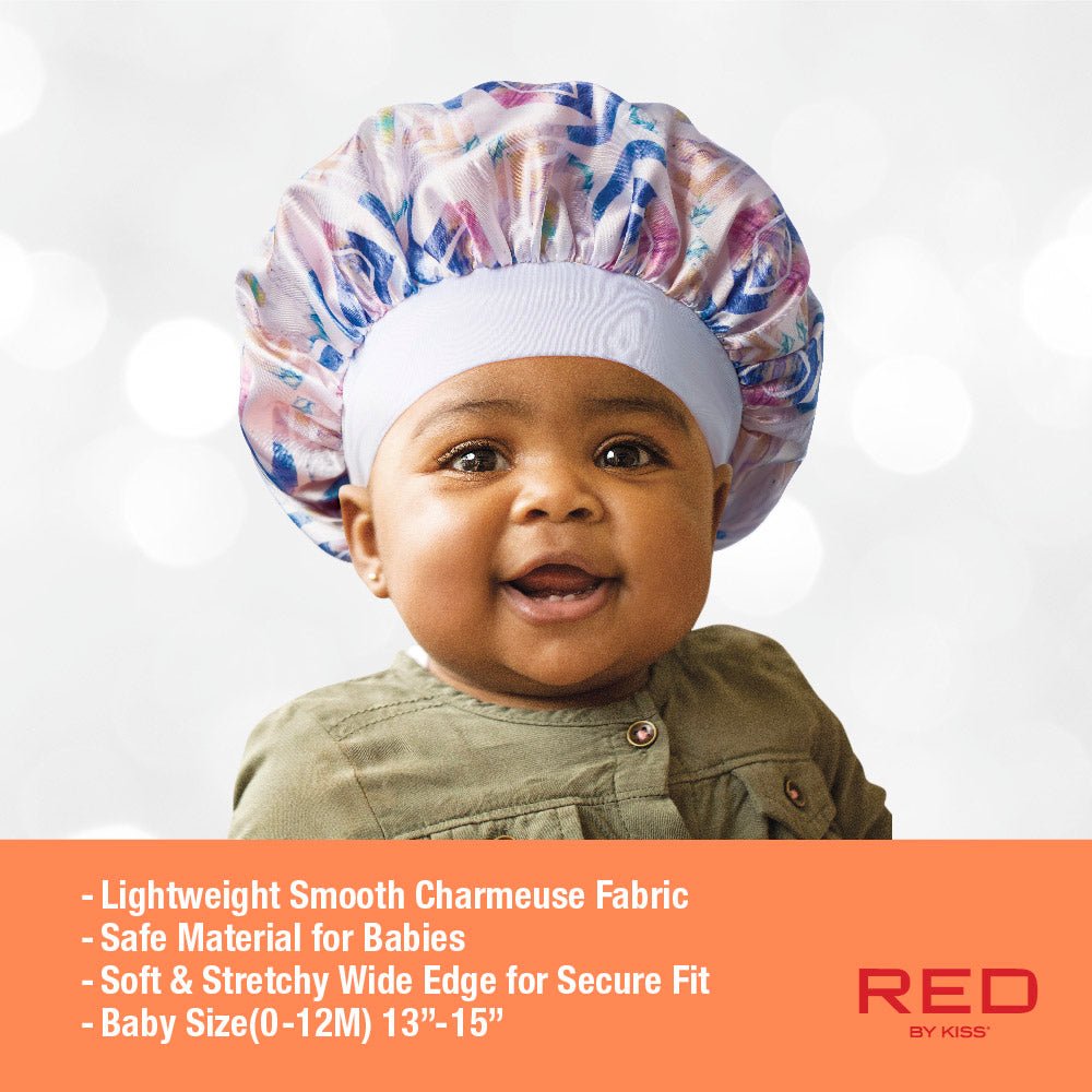 Red by Kiss Baby Satin Premium Bonnet – Soft Hair Protection for Babies | Anti - Frizz & Cute Prints | BH01–BH04 - Beauty Exchange Beauty Supply
