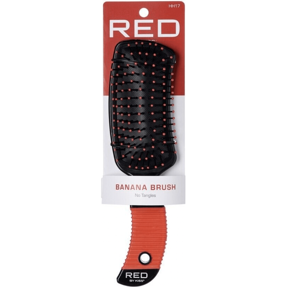 Red by Kiss Banana Brush HH17 – Ergonomic Detangling & Smoothing Brush for All Hair Types (Flexible, Gentle Bristles) - Beauty Exchange Beauty Supply