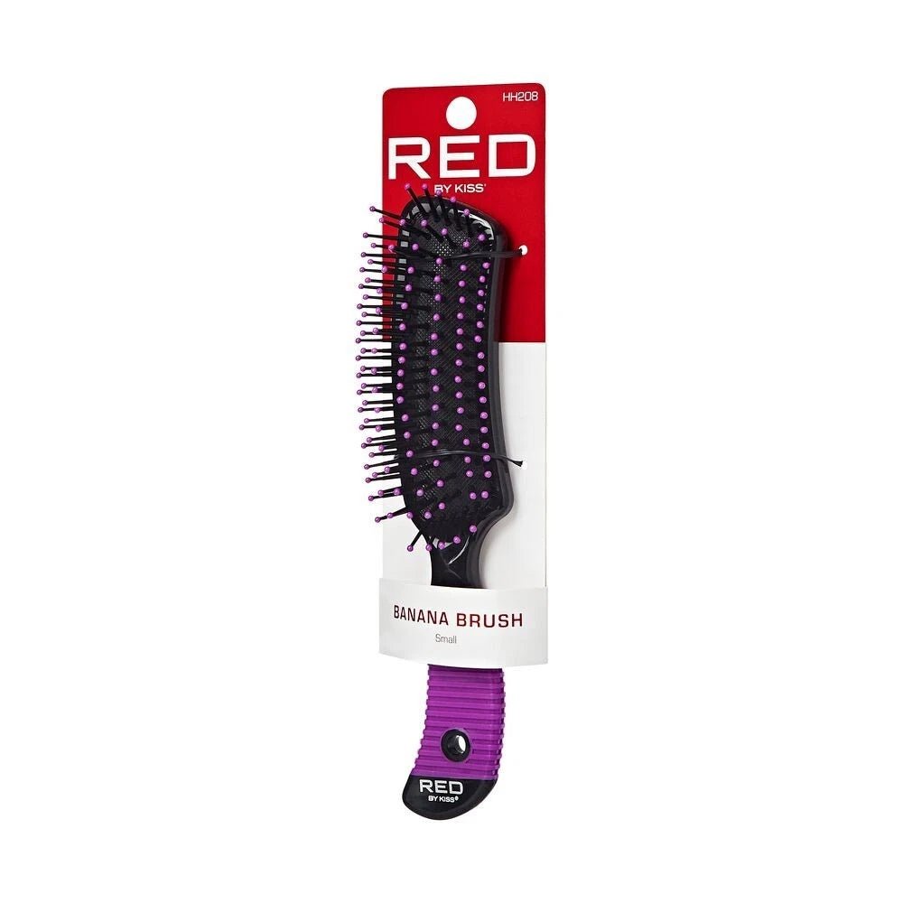Red by Kiss Banana Brush Small HH208 – Contoured Design for Precision Detangling & Styling | Size: Small Curved Brush - Beauty Exchange Beauty Supply