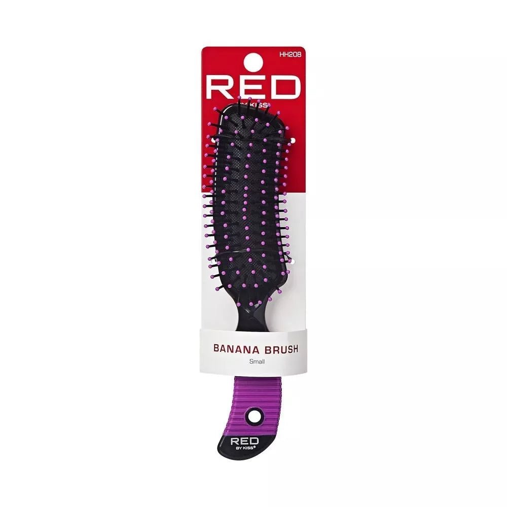 Red by Kiss Banana Brush Small HH208 – Contoured Design for Precision Detangling & Styling | Size: Small Curved Brush - Beauty Exchange Beauty Supply