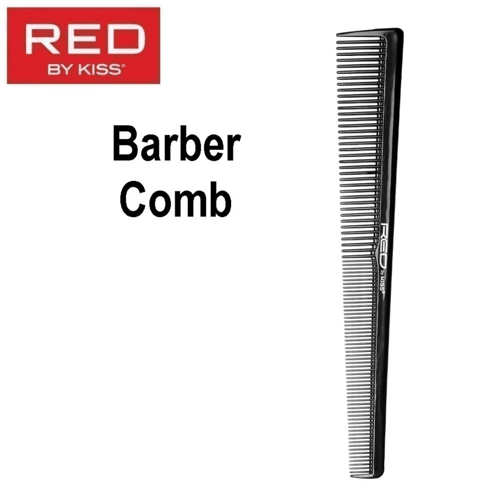 Red by Kiss Barber Comb โ HM51 | Durable, Flexible Comb for Fades, Tapering & Classic Barber Styling - Beauty Exchange Beauty Supply