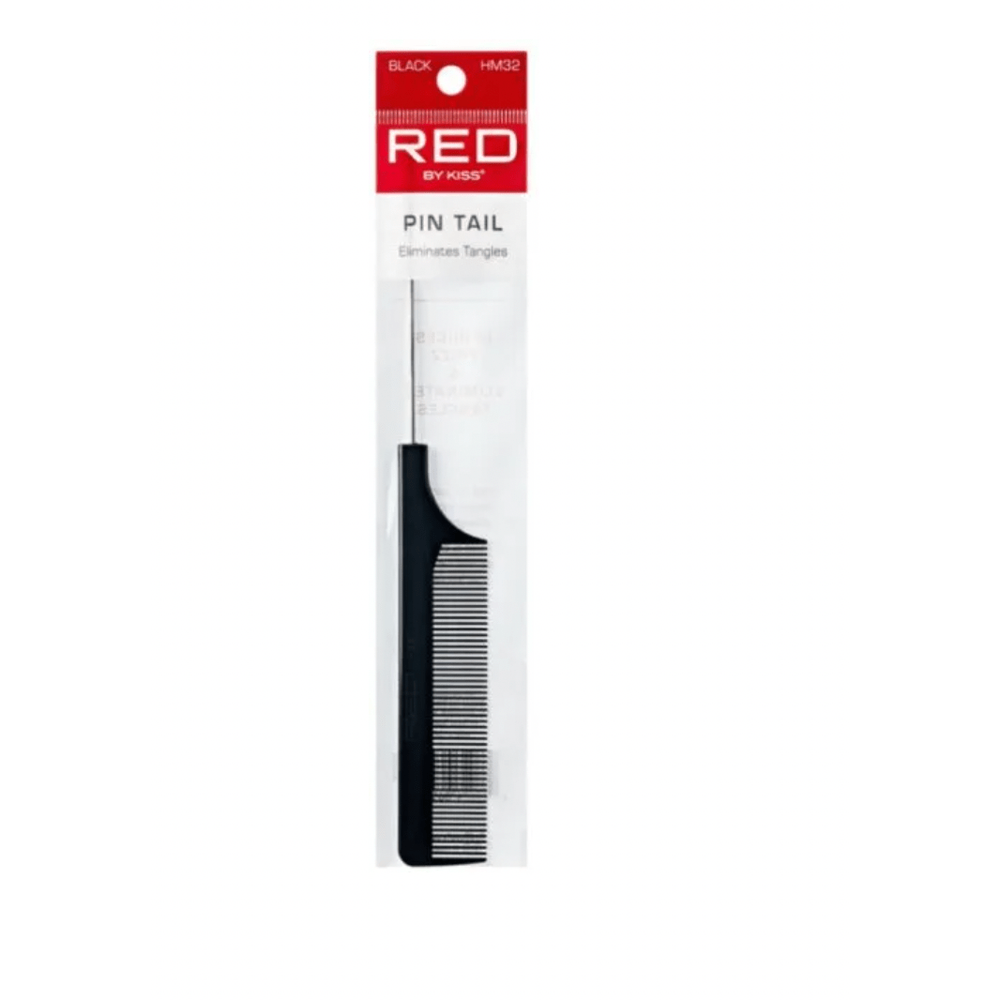 Red by Kiss Black Pin Tail Comb โ HM32 | Fine - Tooth Comb with Steel Tail for Precision Parting & Smooth Styling - Beauty Exchange Beauty Supply