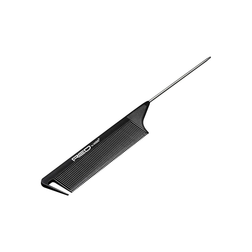 Red by Kiss Black Pin Tail Comb โ HM32 | Fine - Tooth Comb with Steel Tail for Precision Parting & Smooth Styling - Beauty Exchange Beauty Supply