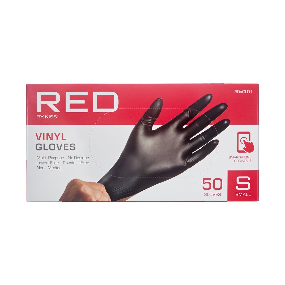 Red by Kiss Black Vinyl Gloves - 50 Count - Beauty Exchange Beauty Supply