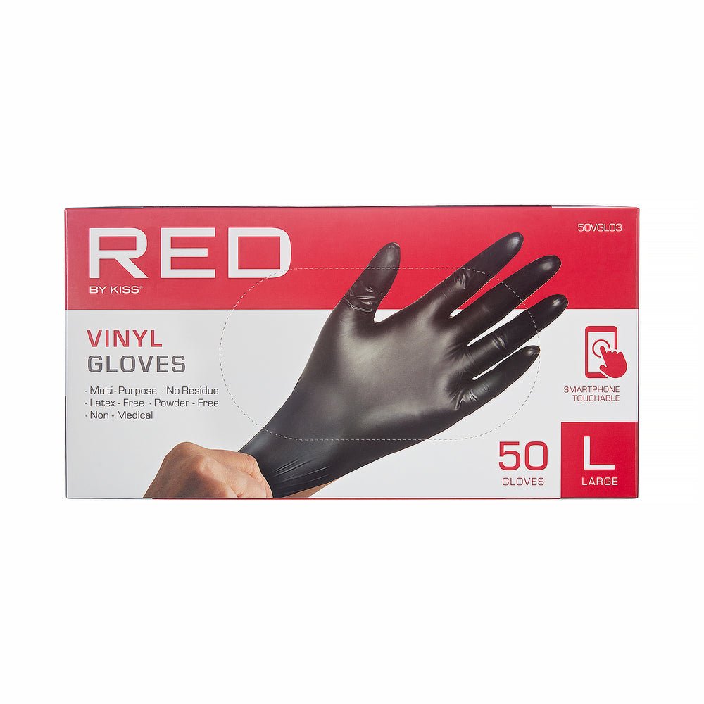 Red by Kiss Black Vinyl Gloves - 50 Count - Beauty Exchange Beauty Supply
